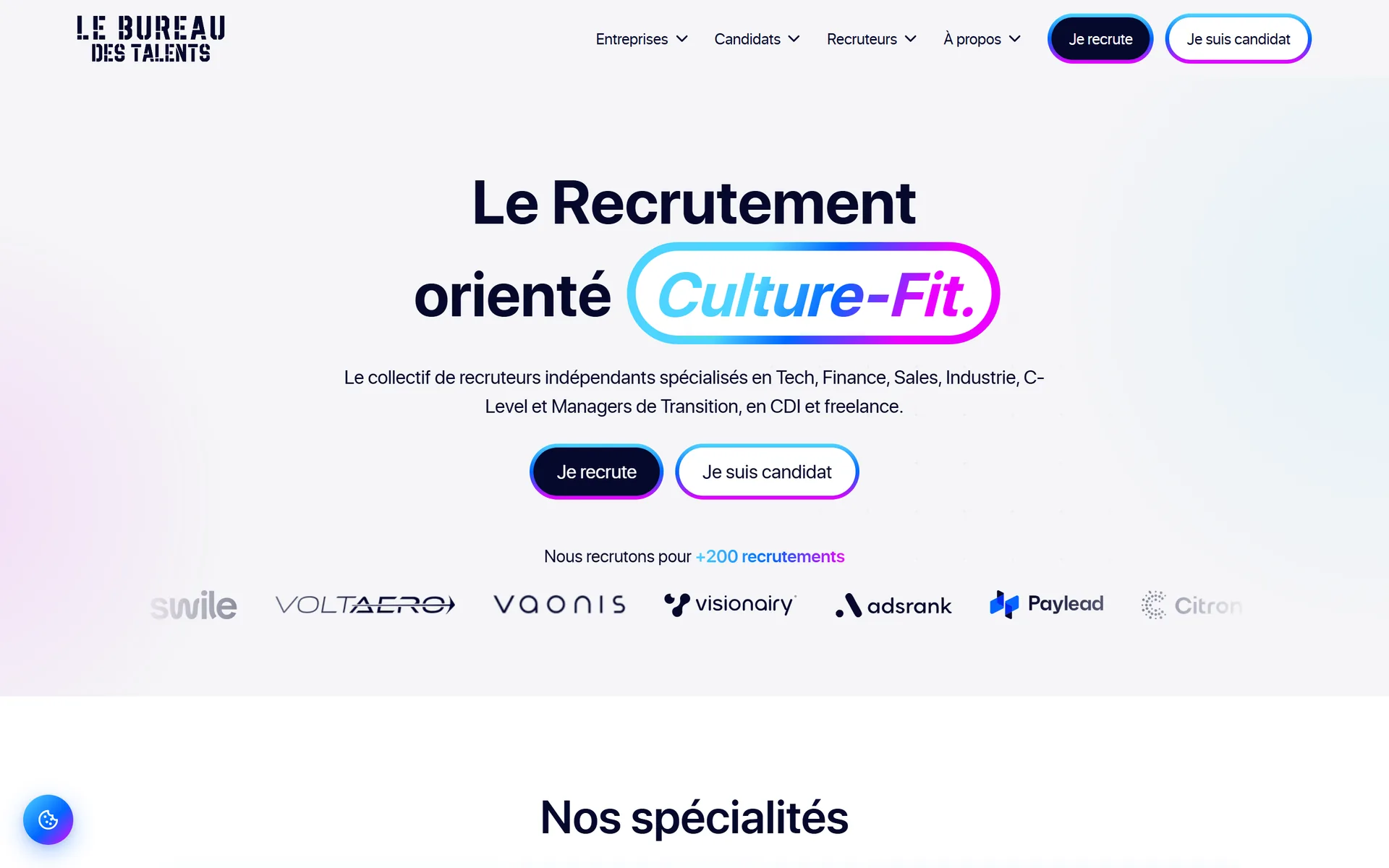Site Le Bureau des Talents après refonte